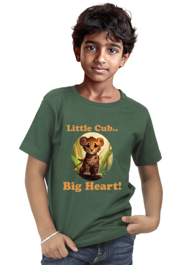 Bottle Green - Leopard cub t-shirt for boys