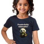 Navy Blue t-shirt with panda design for girls