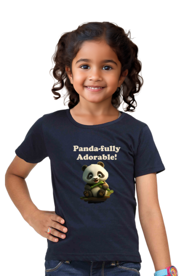 Navy Blue t-shirt with panda design for girls