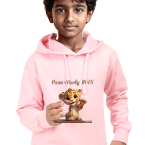 Baby Pink sweatshirt for kids with leopard cub design