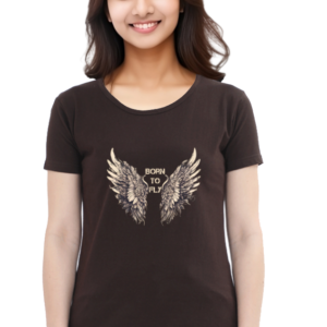 Born to Fly T shirt for Women - Coffee Brown