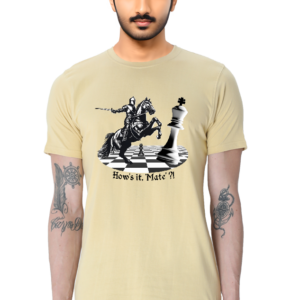 How's it Mate? Chess T shirt for Men - Beige