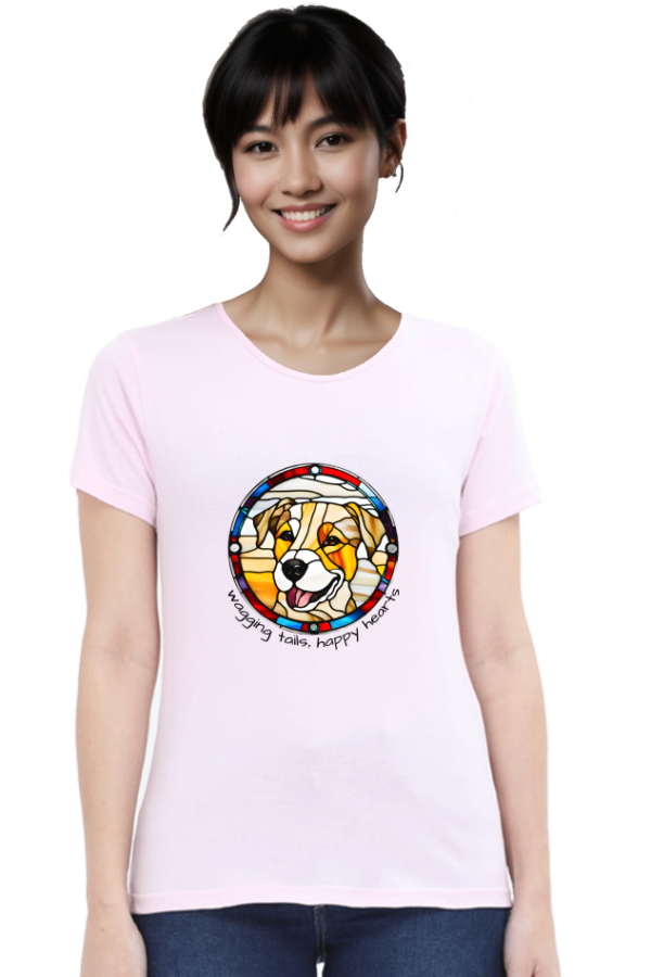 Dog Lovers T shirt for Women - Baby Pink