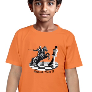 How's it mate - chess t shirt for boys - orange