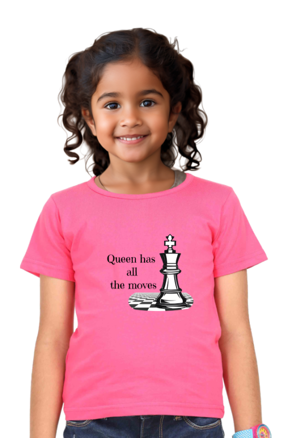 Queen has all the moves - Chess t shirt for Girls - Pink