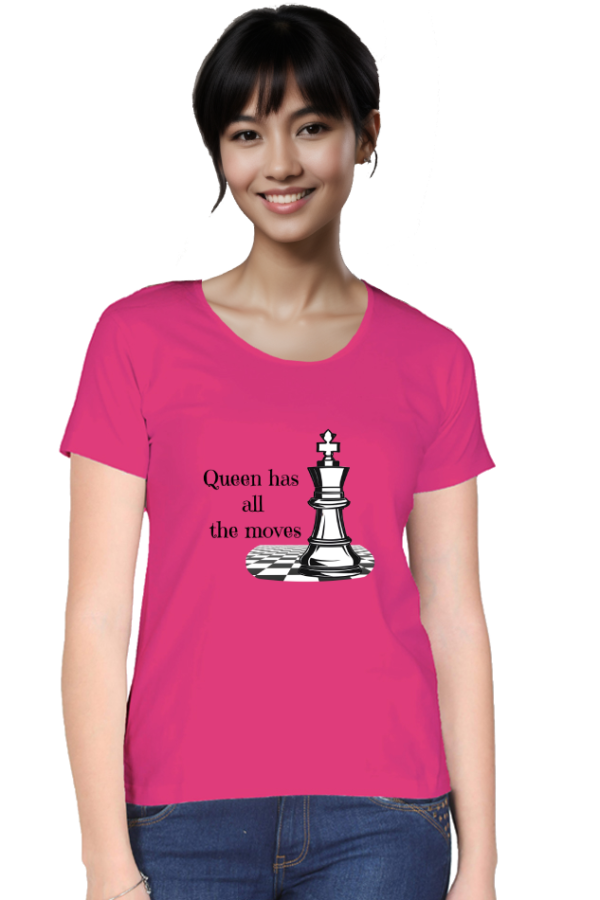 Chess t shirt for women - Queen has all the moves - Women - Pink